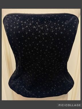Y2K Scott McClintock Velvet Starry Night Corset Tube Top w Back Zip.